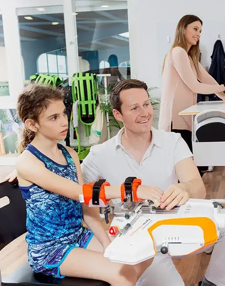 Therapy equipment in use with a child