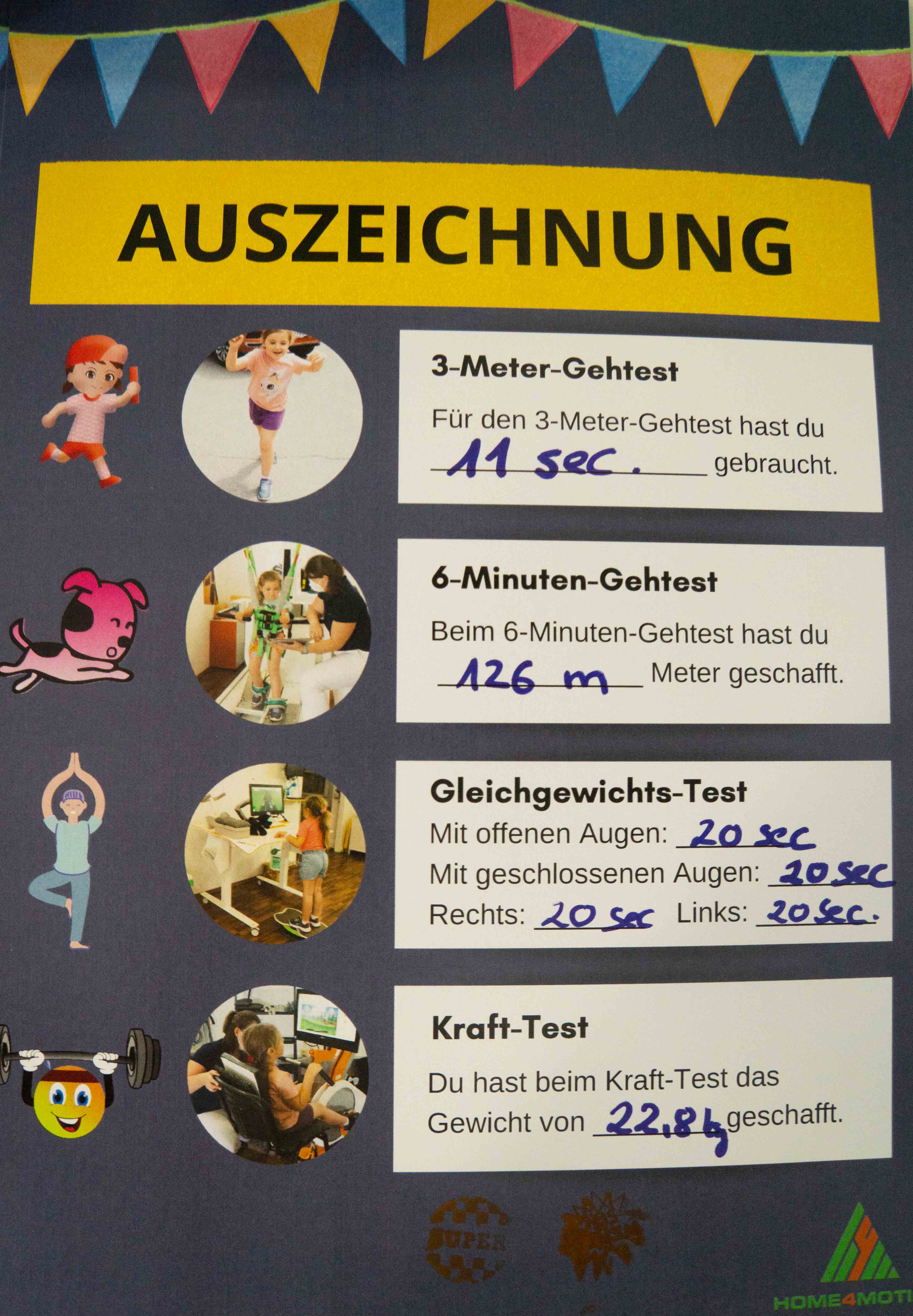 Beim Sportfest am Ende der Intensivherapie hat Lara sich stark verbessert.