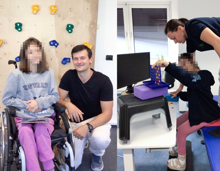 Lejla mit Physiotherapeut Constantin