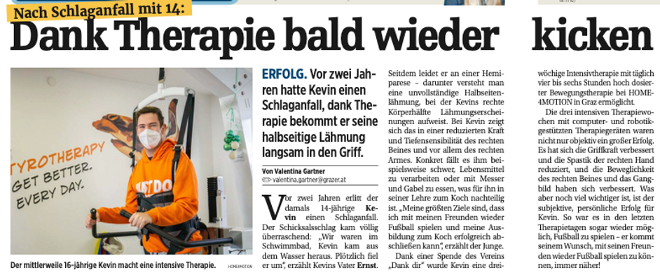 "der Grazer" schreibt über Bewegungstherapie bei HOME4MOTION