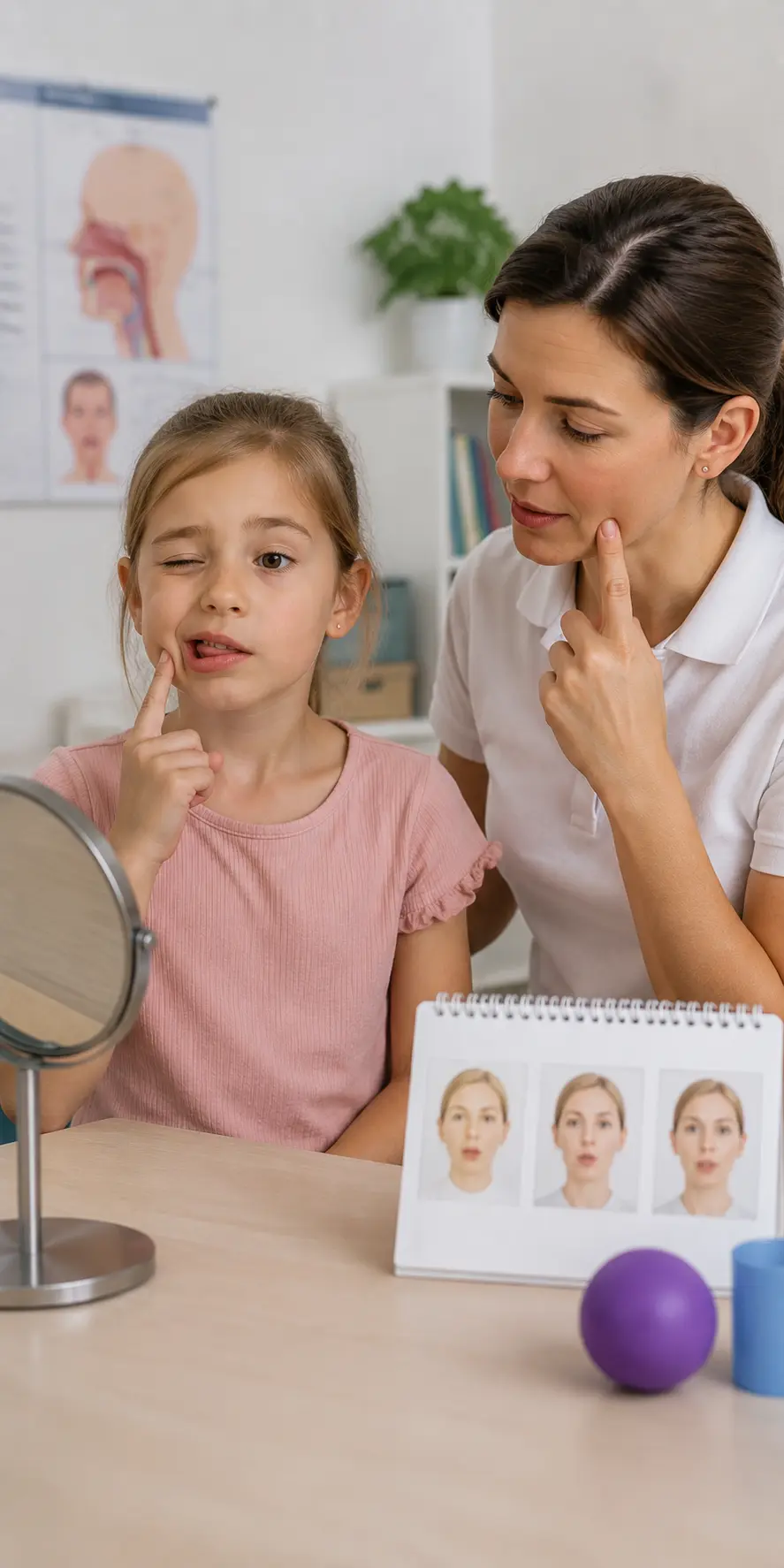 A child training voice and breathing in voice therapy at HOME4MOTION